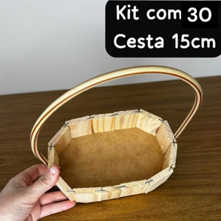 Kit com 30 Cesta Luxo Oval Madeira 15cm em Oferta na Shopee