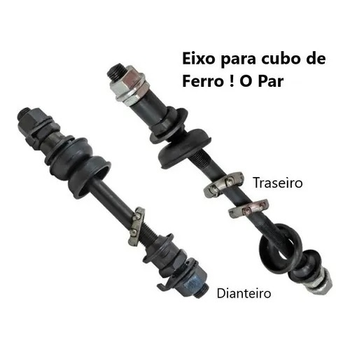 Par de Eixo Bicicleta Aro 26 20 24 Traseiro e Dianteiro Esferados COMPLETOS com Caixa Colar e Porcas em Oferta na Shopee