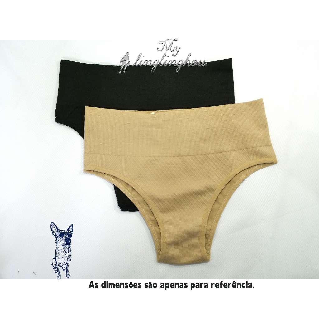 kit 2/3/4 Calcinha feminina 7cm de poliéster com controle de barriga e cintura alta---1017 em Oferta na Shopee