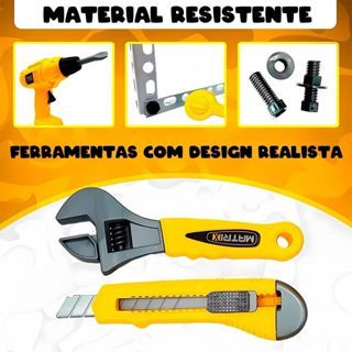 Jogo de Ferramentas Infantil de Briquendos DIY – Com Maleta e Multiplos Acessórios Divertidos - DMT6616