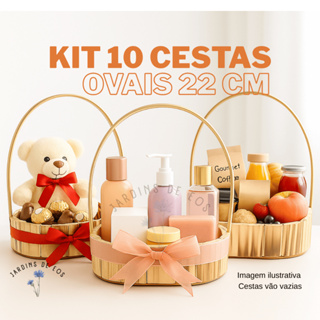 Kit 10 Cesta Presente Oval Madeira Pinus 22cm Base Cesta Namorado Kit Cosmetico Cachepot Arranjo em Oferta na Shopee