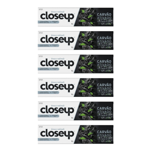 Kit 6x Creme Dental Closeup Carvão Ativado Menta 85g