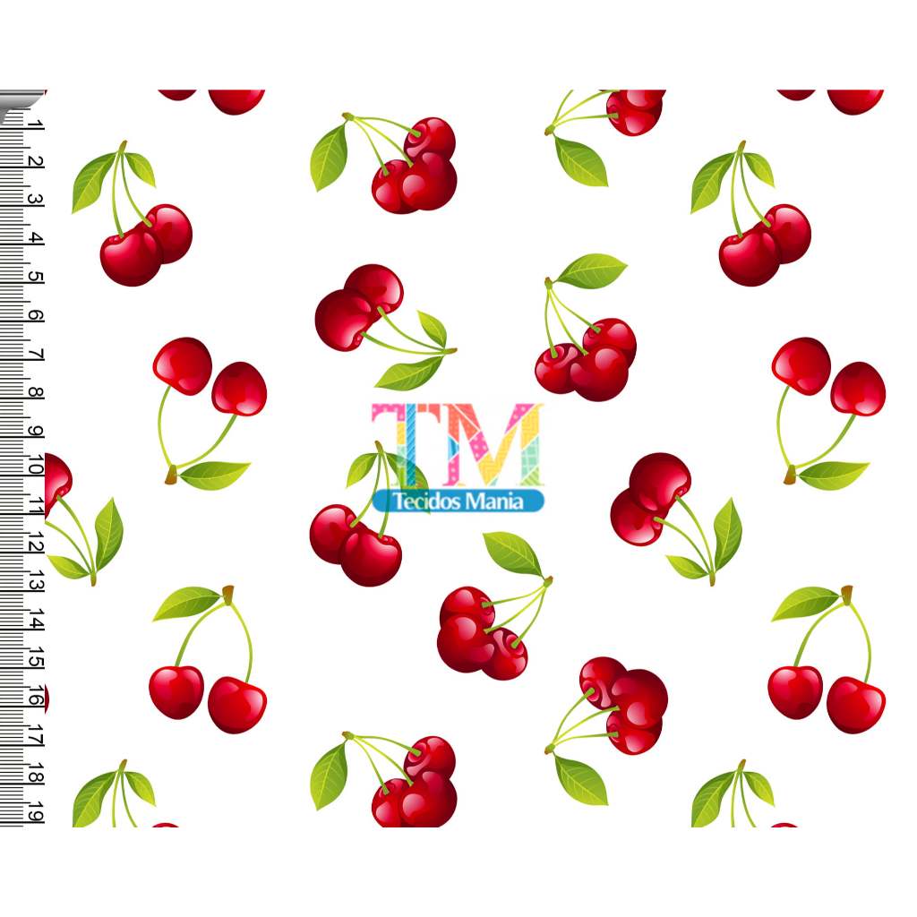 Tecido OXFORD estampado digital - Fruta - Cereja