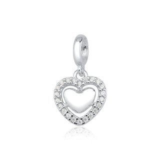 Berloque de Prata 925 Coração com Zircônias Cravejadas em Oferta na Shopee