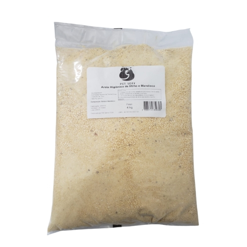 Areia Higiênica biodegradável de Milho e Mandioca Para Gatos 4KG