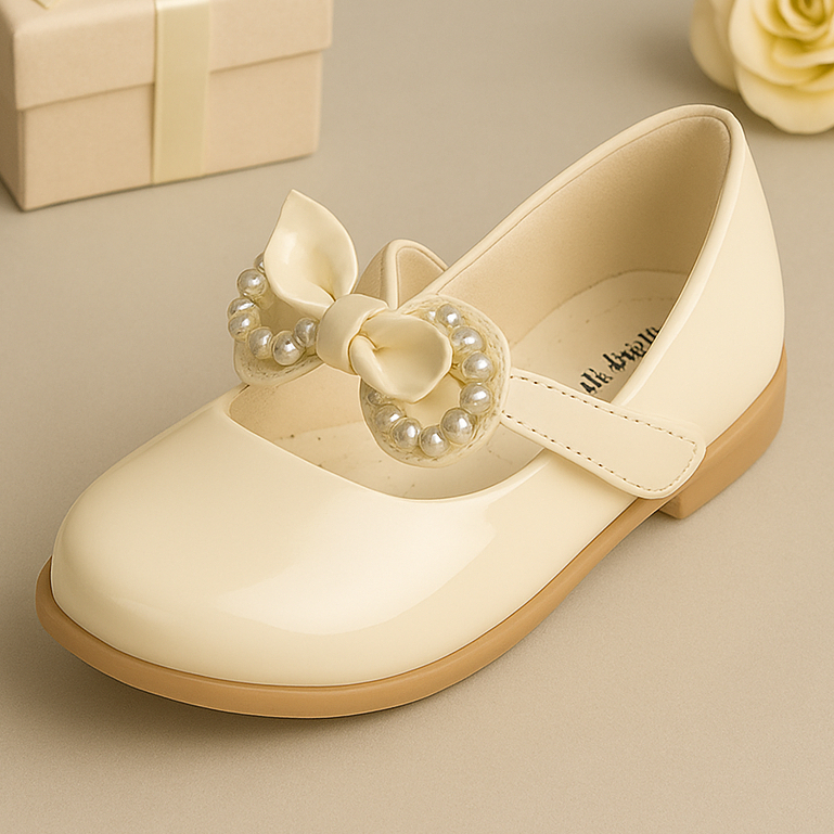 Sapatilha Infantil Menina Confortável Laço Verniz Passeio Casamento Pérola Branco Calçado Promoção