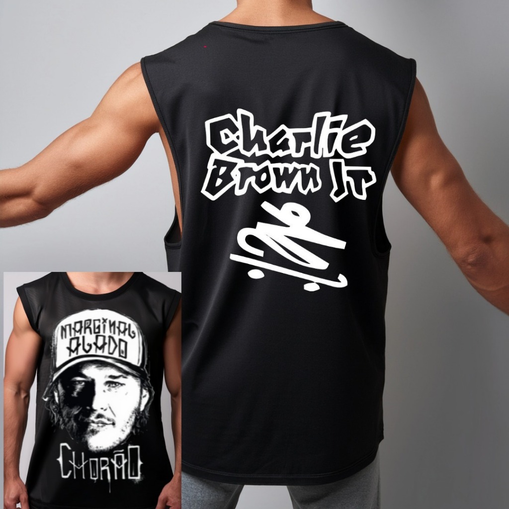 Camiseta Camisa  Oversized  Regata  cavada  100% Algodão estampada  Charlie Brown Jr Chorão streetwear