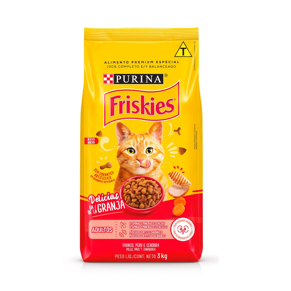 Ração Friskies Gatos Adultos Delícias da Granja Frango 3kg em Oferta na Shopee