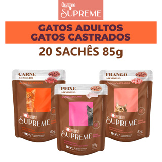 Sache Quatree Supreme Ração úmida para Gatos Adultos e Castrados Caixa com 20un de 85g em Oferta na Shopee