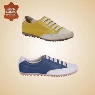 Tênis Feminino Casual De Couro Legítimo e Ajuste Elástico Confortável Para Seu Dia a Dia em Oferta na Shopee