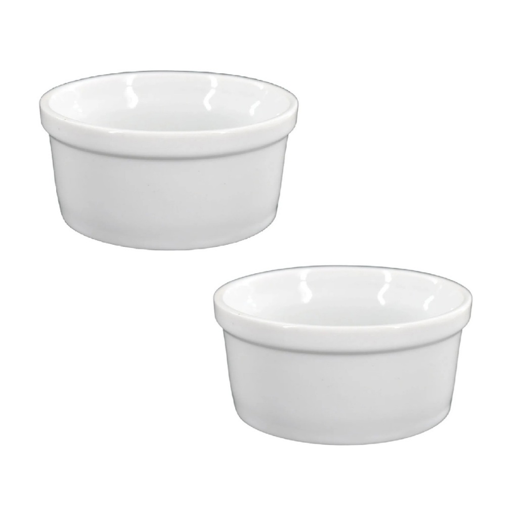 Kit 2x Ramekin 77ml Pote Branco Porcelana Assadeira Forno  Molheira Porta Molho Pequeno