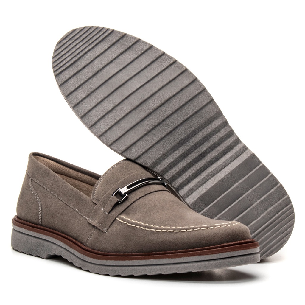 Sapato Loafer Mocassim Masculino Couro Nobuck Camurça Aveludado Derby Estilo Casual Social Elegante Premium