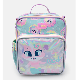 Lancheira Térmica Infantil Escolar Menina com Bolso Frontal Estampa Gata Sereia Puket em Oferta na Shopee