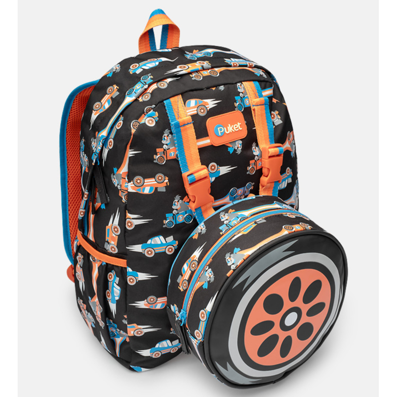 Kit Mochila de Costas Alças Infantil Menino Escolar + Lancheira Gorila Racing Puket em Oferta na Shopee