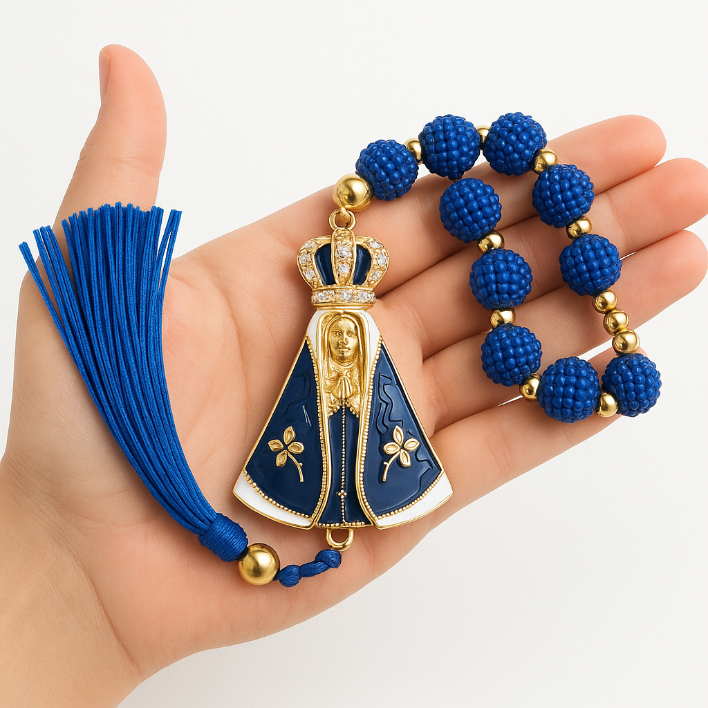 Terço Dezena de Luxo Nossa Senhora Aparecida Para Retrovisor com Pingente Religioso Católico em Oferta na Shopee