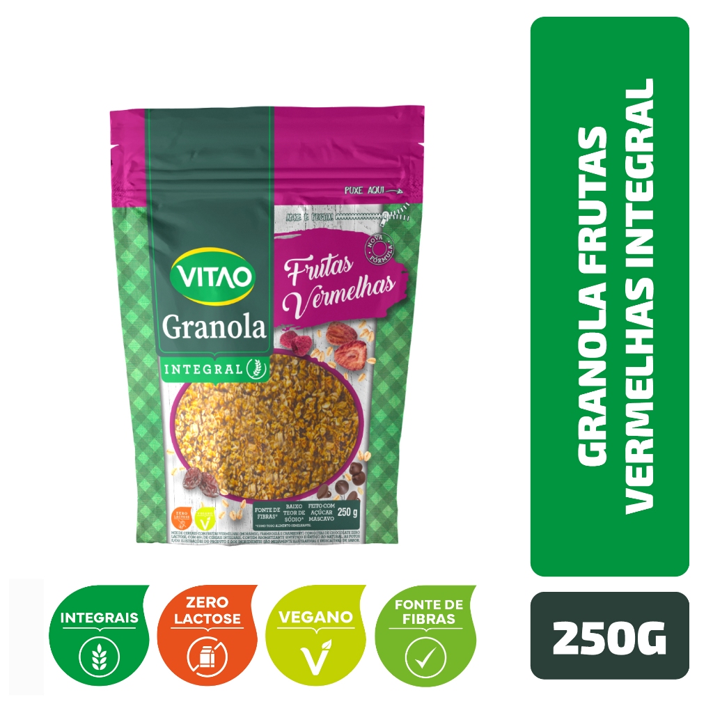 Granola Frutas Vermelhas Integral Vitao 250 g em Oferta na Shopee