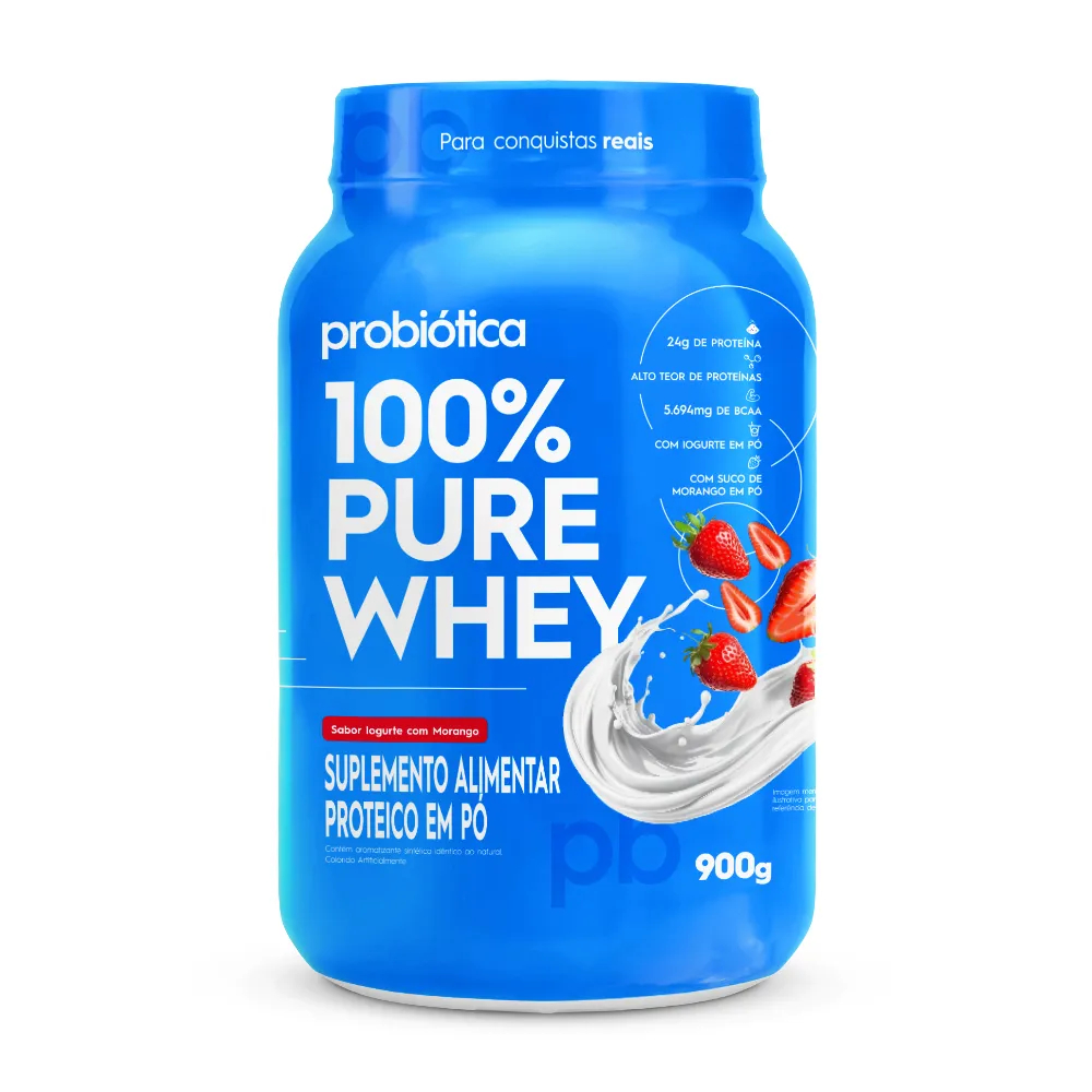 100% Pure Whey 900g Probiótica 100% Pure Whey Probiótica Original 100% Pure Whey Proteina Original
