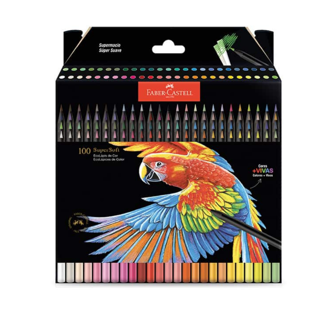 Lápis De Cor 100 Cores Supersoft cores vivas Faber Castell