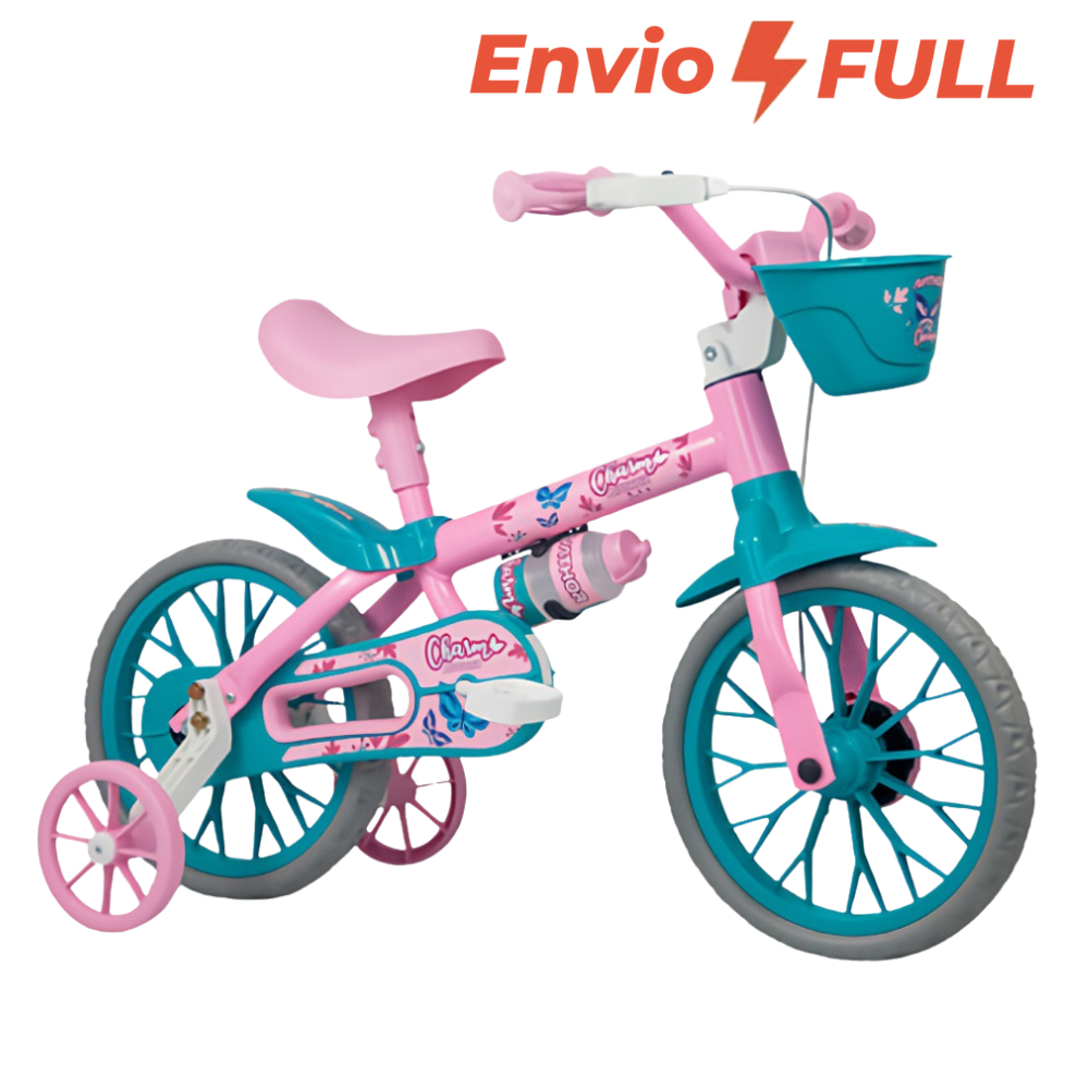 Bicicleta infantil Nathor Aro 12 Charm aro 12 cor rosa com rodas de treinamento freio tambor em Oferta na Shopee