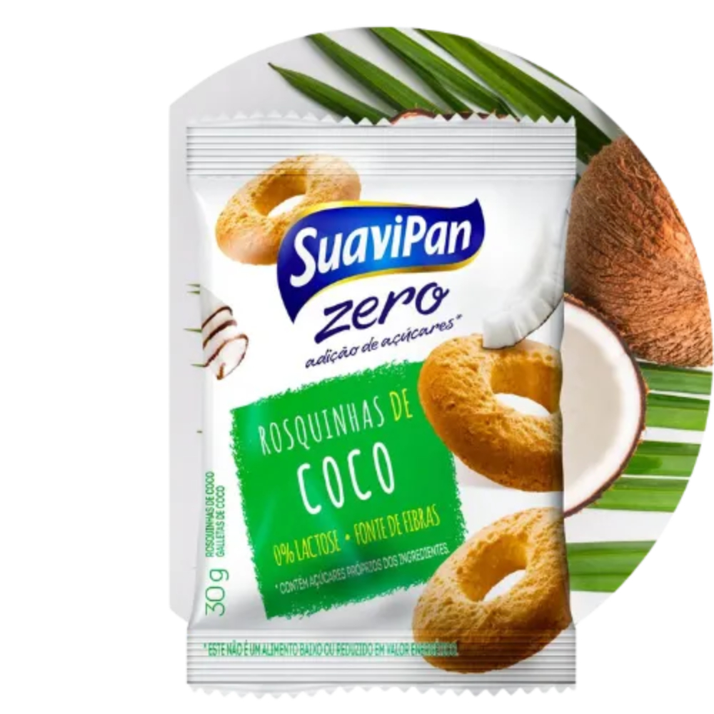 Kit 12 Rosquinhas Zero Açúcar - Coco 40g SuaviPan