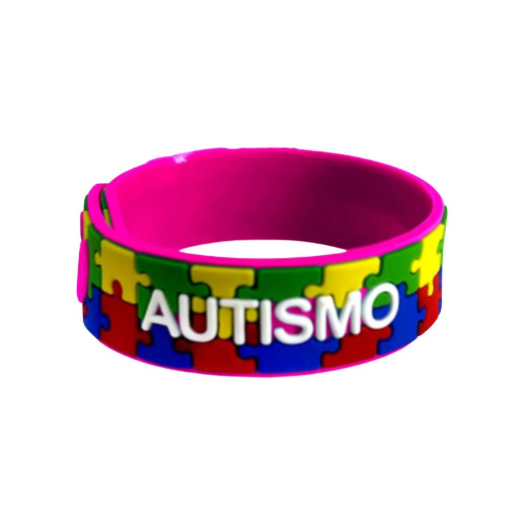 Pulseira De Identificação Autista Silicone Infantil Autismo Rosa em Oferta na Shopee