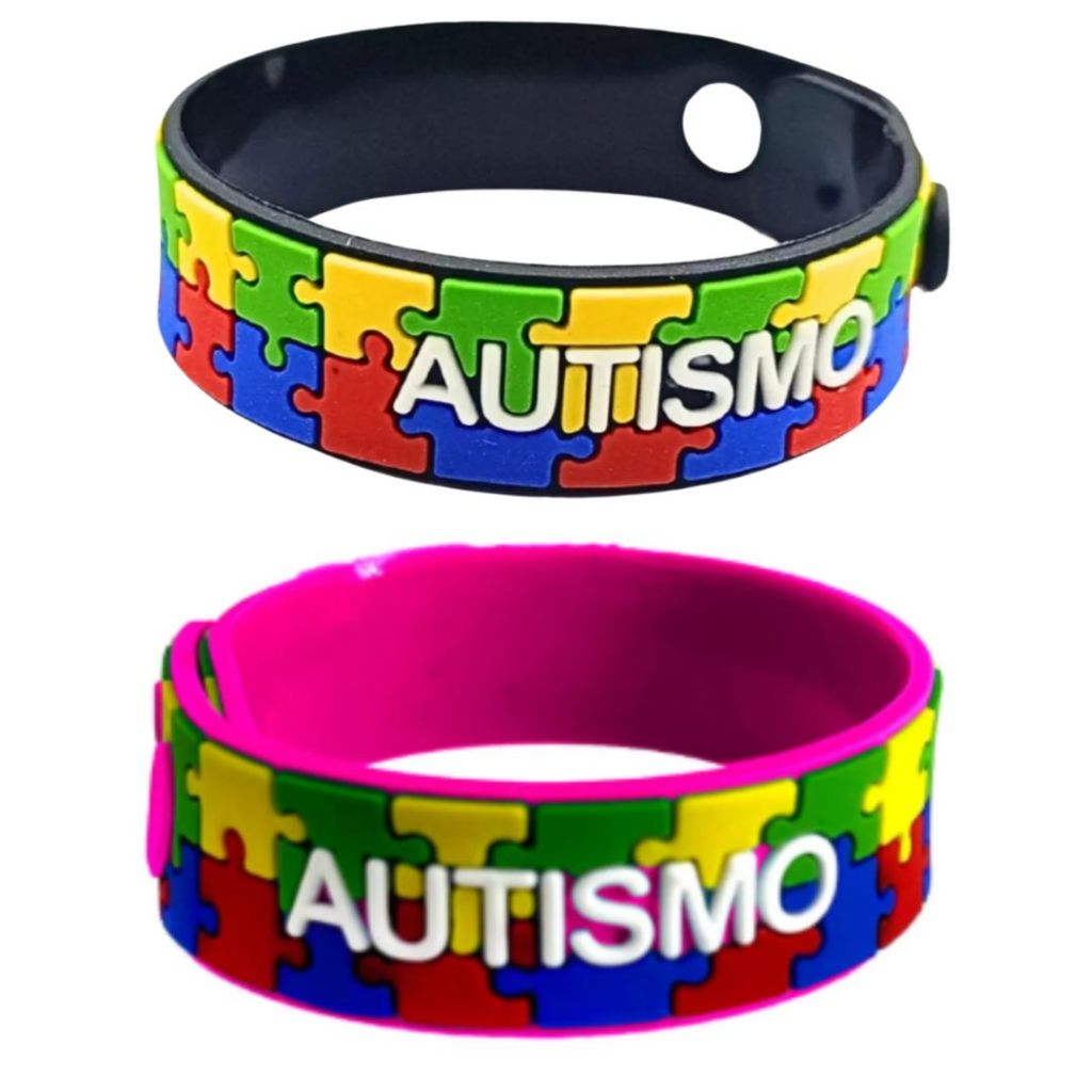 2 Pulseiras Ajustáveis Autismo Infantil - Quebra Cabeça em Oferta na Shopee