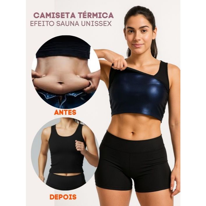 Camiseta Térmica Queima Gordura e Calorias Efeito Sauna unissex em Oferta na Shopee
