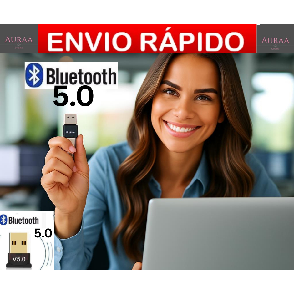 Adaptador Receptor Bluetooth 5.0 Plug And Play USB Transmissor Notebook PC Computador Fone Audio