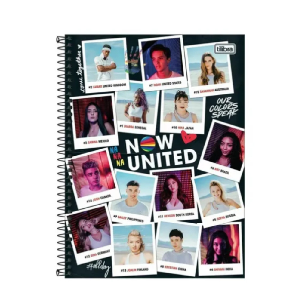 Caderno Universitário 10 Matérias 160 folhas fotos Now United Tilibra