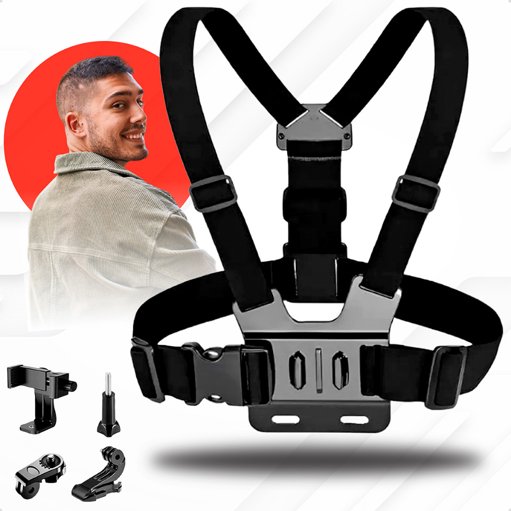 Suporte De Peito Para Celular E Gopro Peitoral Cinturão Ajustável Moto Bike em Oferta na Shopee