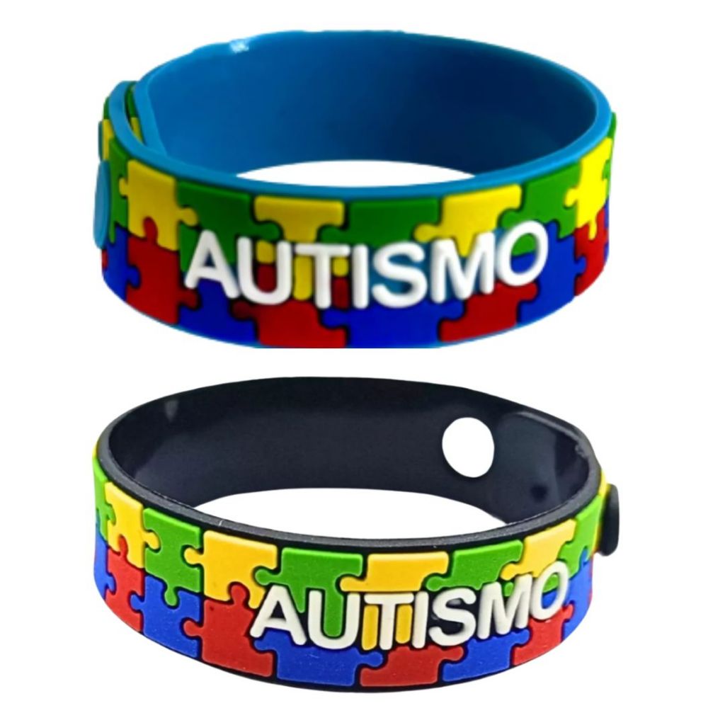 2 Pulseiras Ajustáveis Autismo Infantil - Quebra Cabeça em Oferta na Shopee