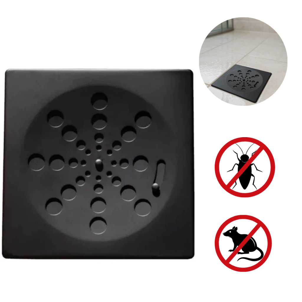 Ralo 10x10 Quadrado Preto ABS Banheiro Ralo em Oferta na Shopee