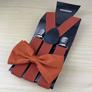 Pacote com 10 Kits de Suspensório e Gravata Borboleta Terracota em Oferta na Shopee