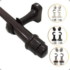 Kit 2 Un Suporte Plástico Varão Cortina Simples Comum Ilhós/Argola 19mm ou 28mm Cor Ponteira Inclusa