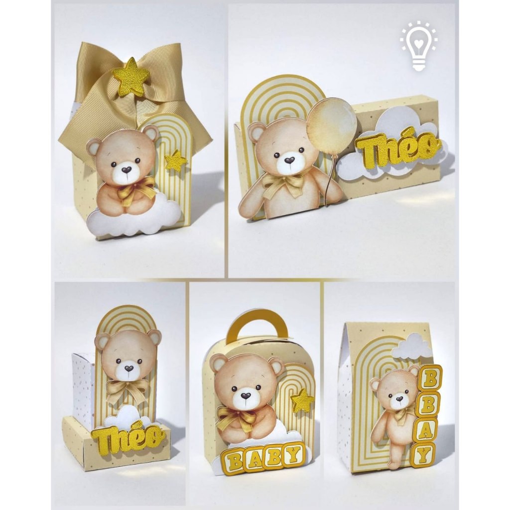 kit de caixas ursinhos - lembrancinhas cha de bebe/cha revelação - personalizados ursinho baby