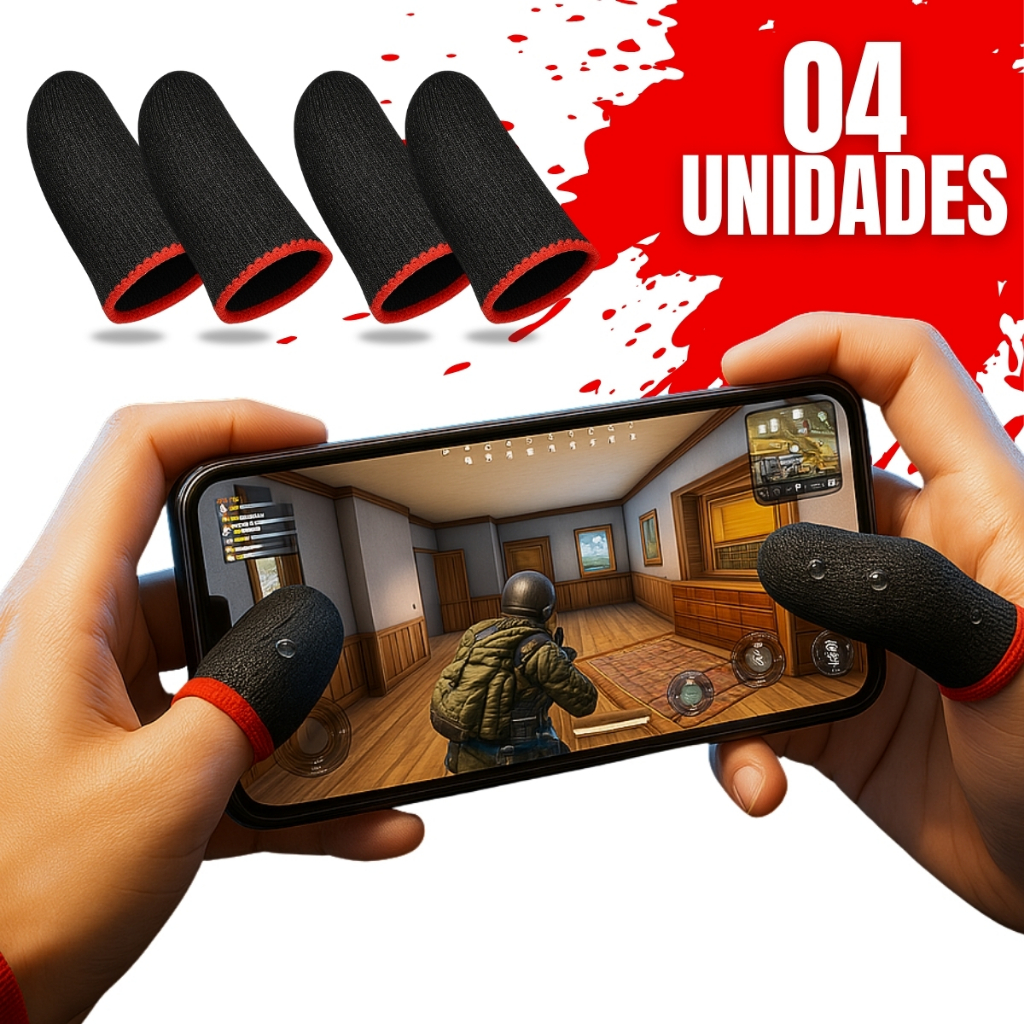 luvinha de dedo para celular (02 Par) Anti-suor gamer profissioanl jogar free fire pubg brawl stars em Oferta na Shopee