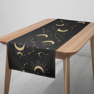 kit 2 Caminho De Mesa Trilho Celestial Lua e Estrelas Preto -1,40x0,40cm em Oferta na Shopee