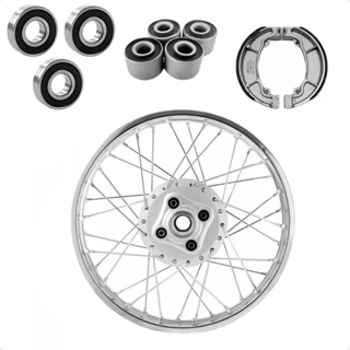 Roda Traseira Completa Titan 125 00/04 Fan 125 05/08 Raio 4mm + Rolamentos Lona de Freio Bucha Coroa em Oferta na Shopee