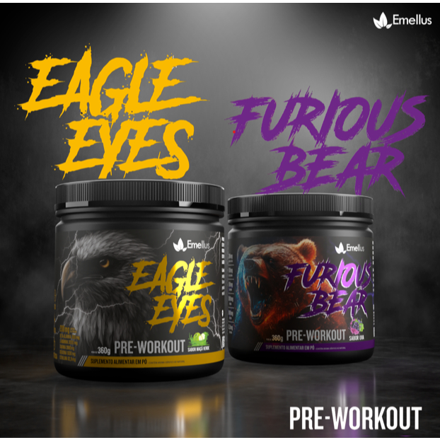 Pré Treino 360 gramas Emellus Fórmula Forte Creatina, Taurina, Beta Alanina, Citrulina, Arginina em Oferta na Shopee