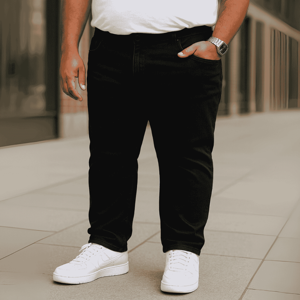 Calca Masculina Jeans Slim Plus Size Lycra Elastano Presente Homens Casual Tam 50 a 56 Sarja Dia dos Namorados