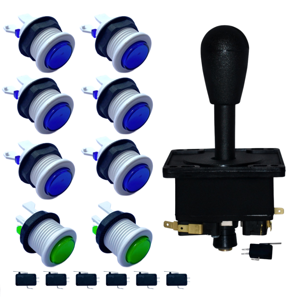 Kit 8 Botões Acrílico Arcade Fliperama 1 Comando Joystick