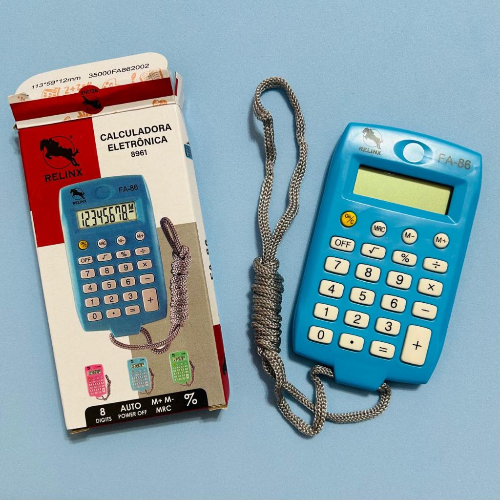 Calculadora Eletrônica colorida 10cm 1 unidade Relinx