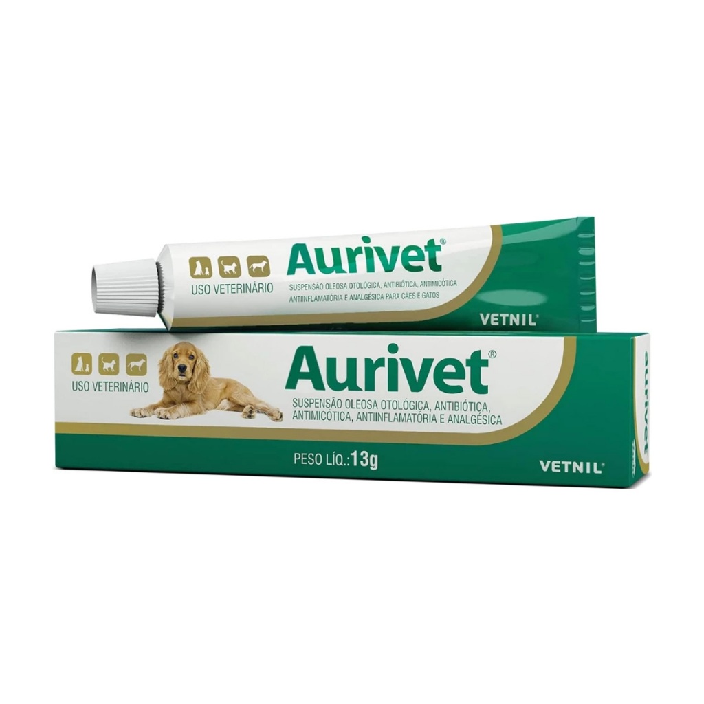 Aurivet Otológica 13g Pomada Tratamento De Otites Vetnil