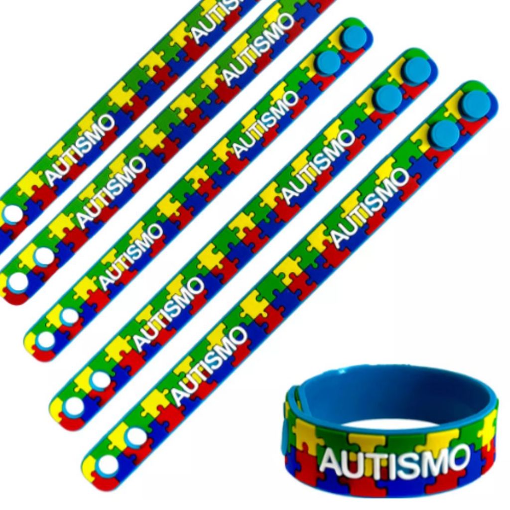 5 Pulseiras De Identificação Autista Silicone Infantil Autismo em Oferta na Shopee