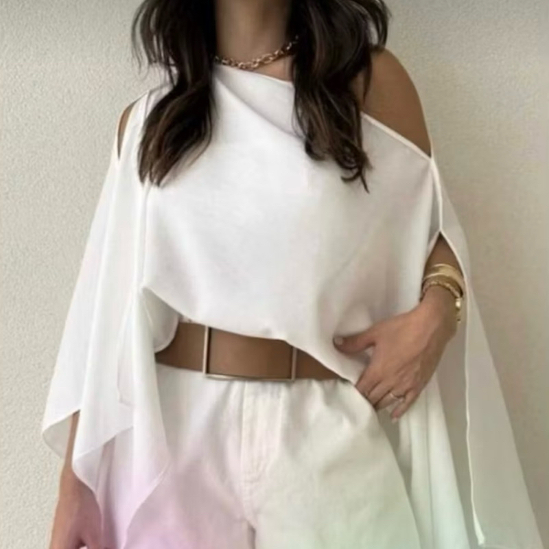 Blusa Capa com top faixa Feminina Multiformas Casual Chic Tendência Casual Verão