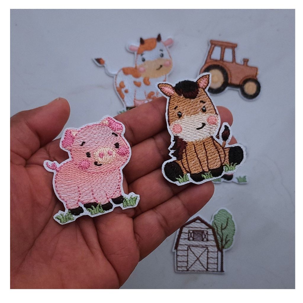 Patch Aplique Bordado Termocolante Animais da Fazendinha em Oferta na Shopee