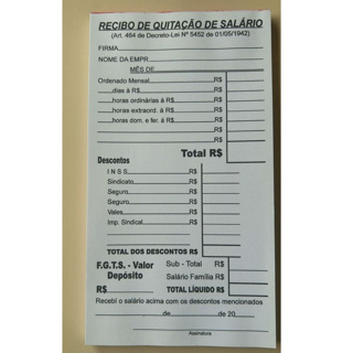 Bloco de recibo de quitação de Salário / Pagamento de Salário 50 folhas em Oferta na Shopee