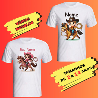 Camisa personalizada menino cowboy menino no cavalo em Oferta na Shopee
