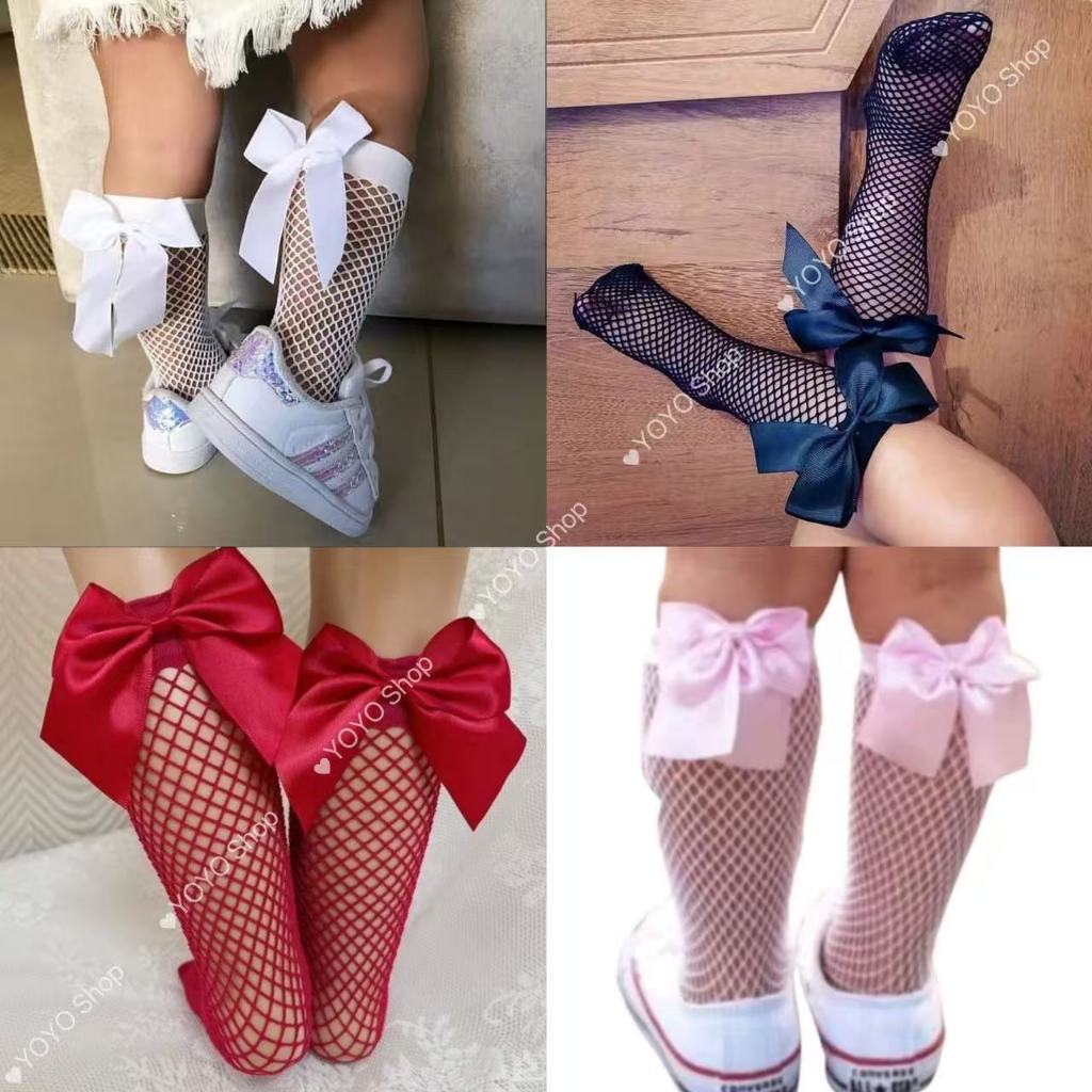Kit 1-2 Pares Meias Arrastão 3/4 Infantil Com Laço Moda Blogueira Mini Diva em Oferta na Shopee