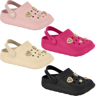 Clog Babuche Molekinha Apliques Bottons Removiveis Moda Menina 2591
